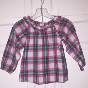 OshKosh B’Gosh Ruffled Box Plaid Blouse Shirt Top Size 18 M